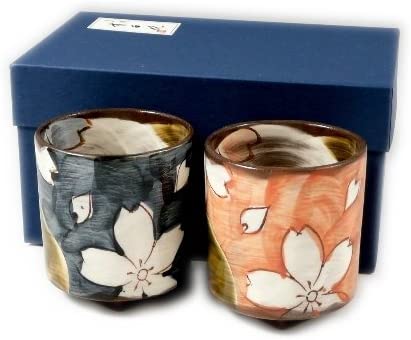 織部濃桜 組湯呑(夫婦湯呑)