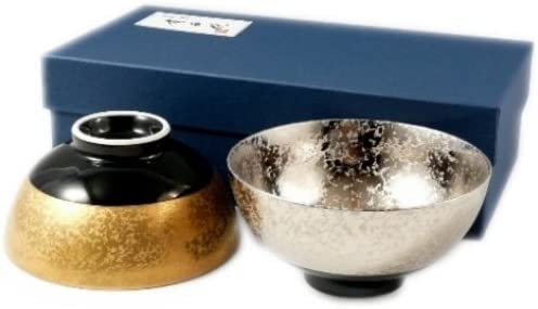 金濃黒釉掛分 プラチナ濃黒釉掛分 組茶碗(夫婦茶碗)
